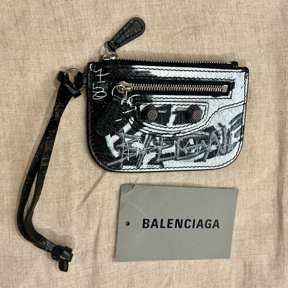 $425 Balenciaga Le Cagole Skater Graffiti on Arena Lamb City Zip Wallet - Picture 1 of 7